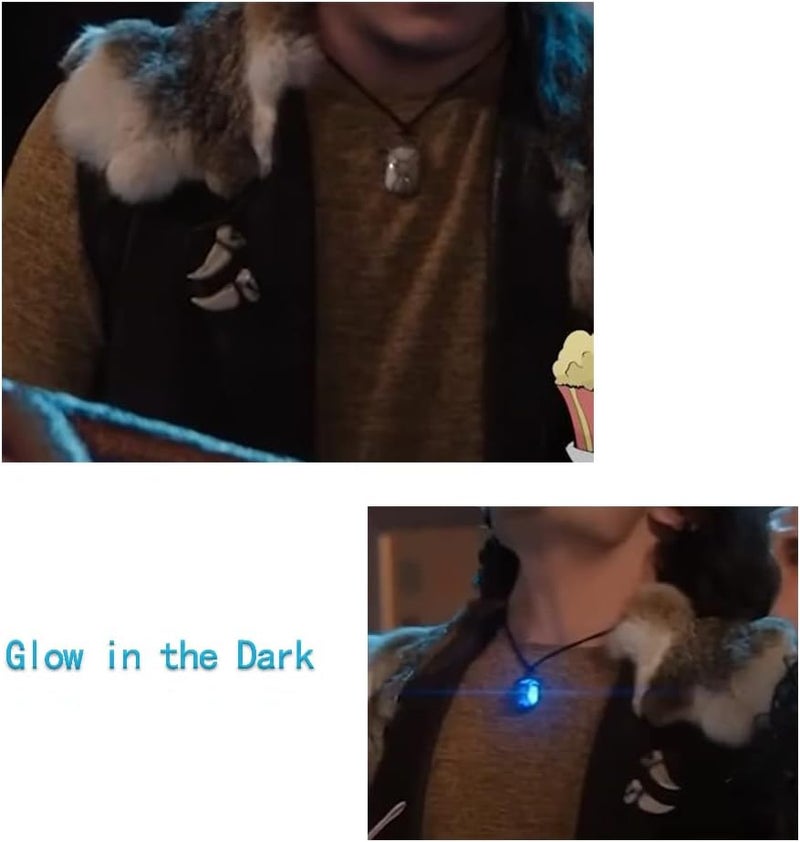 BENBIYO Wyatt Necklace and Addison Alien Tattoo Temporary, Werewolf Glow in the Dark Moonstone Necklace Dress Up Accessories - Image 2